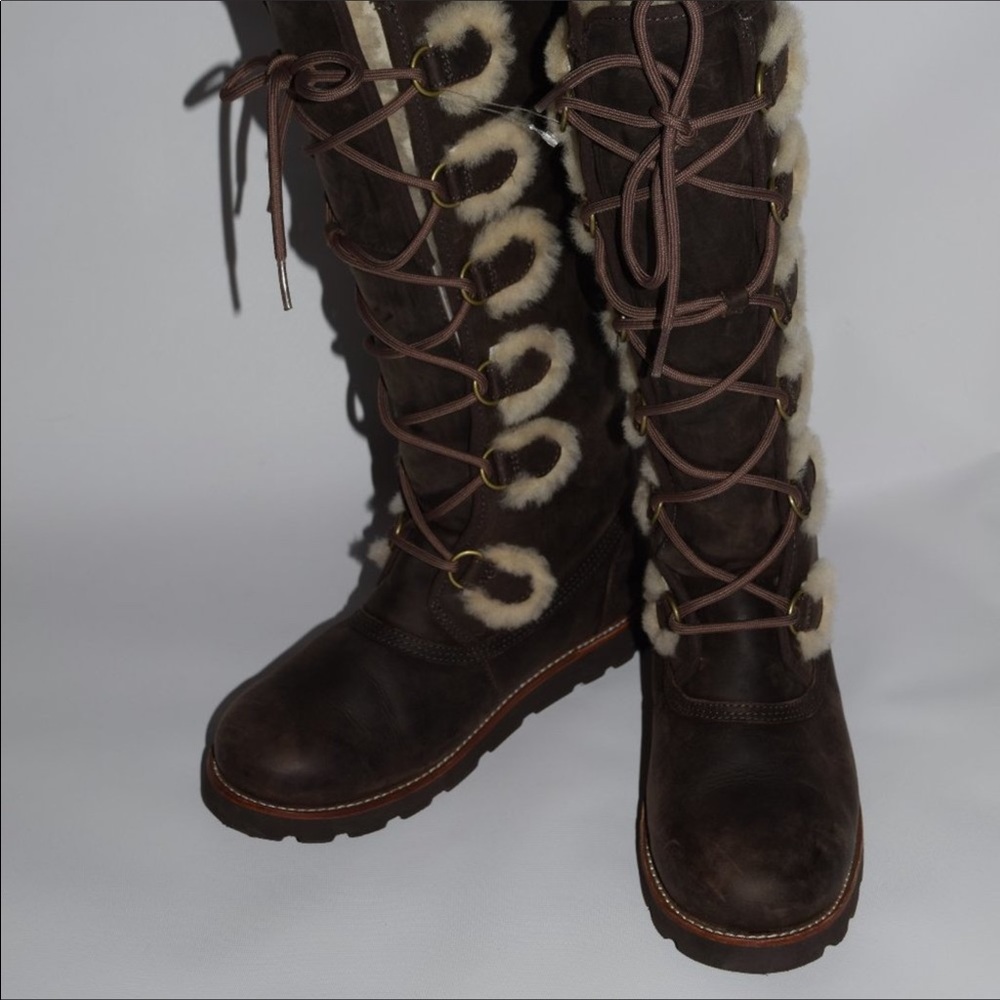 ISO tall Ugg leather laceup boot